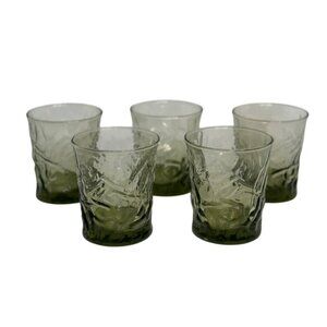 VTG Libbey Olive Aztec Drinking Glasses | Set of 5, 8 oz. MCM Barware Timeless